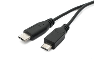 Cable USB 3.1 SYSTEM-S de 30 cm Adaptador tipo C y 2.0 Micro B macho a hembra en color negro