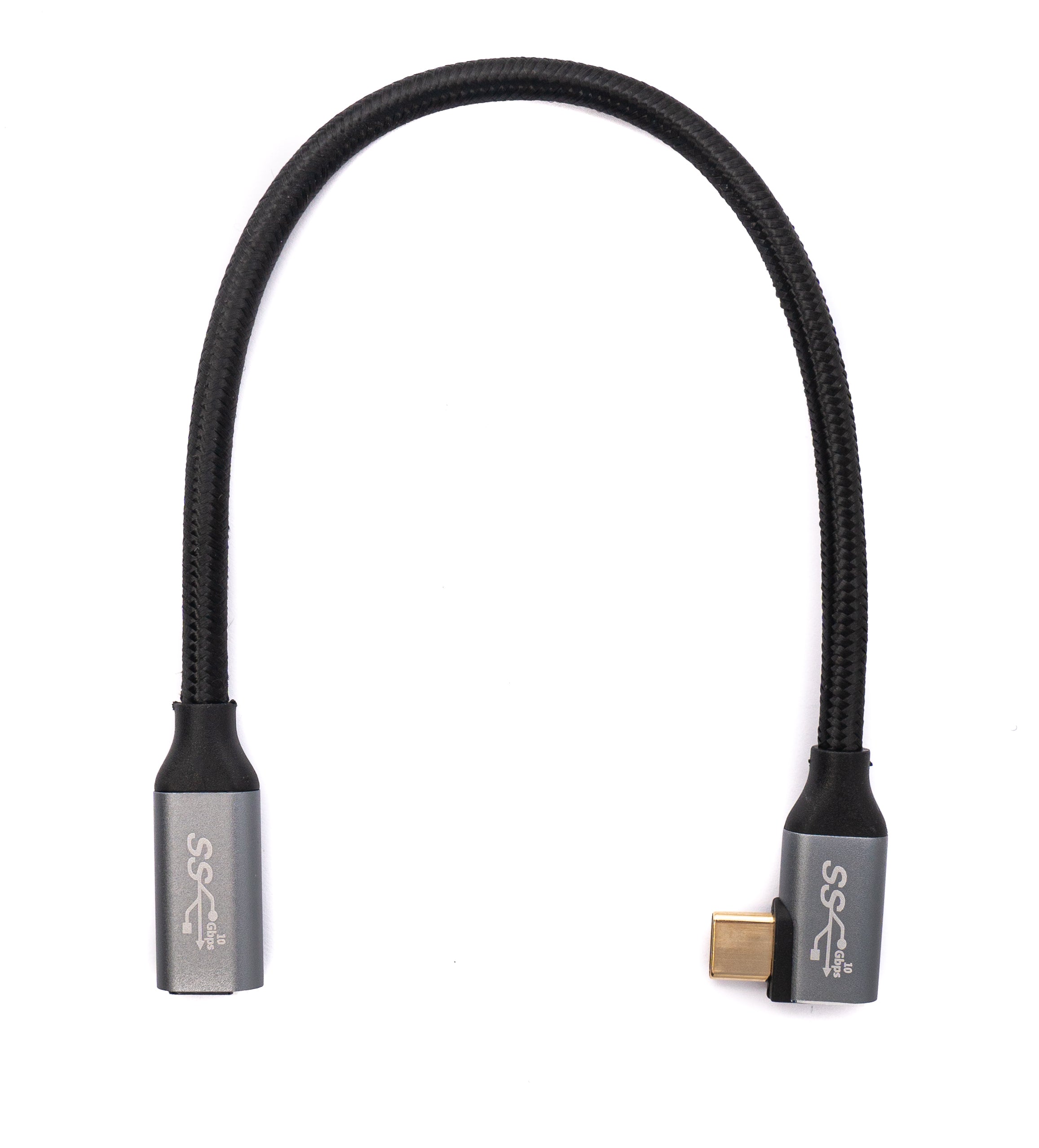 System-S USB-C Auf USB-A Kabel – Gewinkelt, Spiralförmig Dehnbar 50-100 Cm