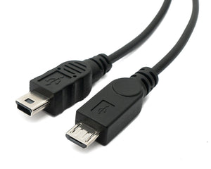 USB 2.0 cable 30cm Mini B female to male & Micro B male adapter in black