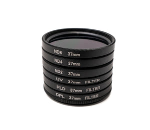 SYSTEM-S Filtre 3 ND UV CPL FLD Kit d'objectif 37 mm avec sacs à clip de couverture en noir