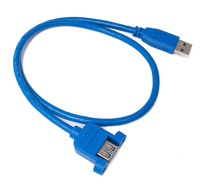 SYSTEM-S USB 3.0 cable 60 cm type A male to female screw adapter in blue