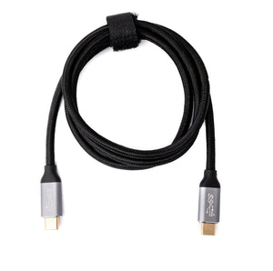 SYSTEM-S USB 3.1 Gen 2 100W Kabel 100 cm Typ C Stecker zu Stecker geflochten Adapter in Schwarz