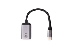 SYSTEM-S Display Port Cable 20 cm DP Female to USB 3.1 Type C Male Adapter in Gray