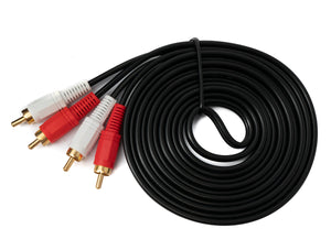 Câble SYSTEM-S Cinch 2 RCA 3 m adaptateur AV stéréo mâle vers mâle en noir