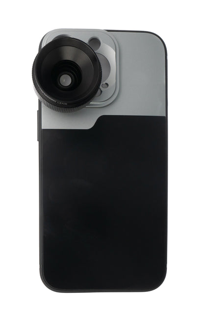 Lente macro SYSTEM-S con filtro de 1,1x a 2,8x con funda en negro para iPhone 13 Pro