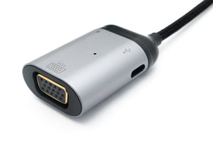 Adaptador 3 en 1 VGA DB-15 hembra y 2x USB 3.1 Tipo C hembra a Tipo C macho en gris