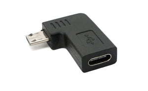 Adattatore USB 3.1 tipo C femmina a cavo angolato 2.0 Micro B maschio in nero - destro