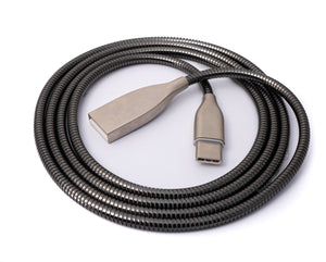 Cavo USB 3.1 da 100 cm tipo C maschio a 2.0 tipo A femmina adattatore a molla in metallo grigio