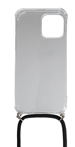 Funda protectora de silicona SYSTEM-S con cuello en funda transparente para iPhone 13 Pro Max