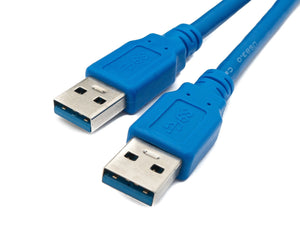 SYSTEM-S USB 3.0 cable 50 cm 2x type A male to female screw bulkhead in blue