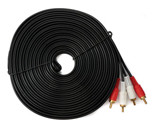 Câble SYSTEM-S Cinch 2 RCA 15 m adaptateur AV stéréo mâle vers mâle en noir