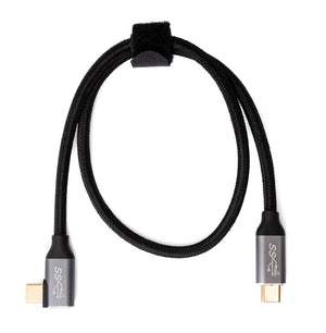 SYSTEM-S USB 3.1 Gen 2 100W Kabel 50 cm Typ C Stecker zu Stecker Winkel geflochten Adapter Schwarz