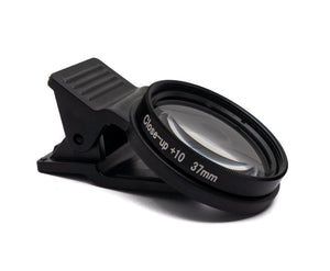 Objectif macro SYSTEM-S +10 zoom filtre gros plan avec clip en noir