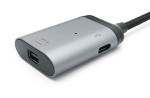 SYSTEM-S 3in1 Adapter Mini DP 1.4 Buchse & 2x USB 3.1 Typ C Buchse zu Typ C Stecker Grau