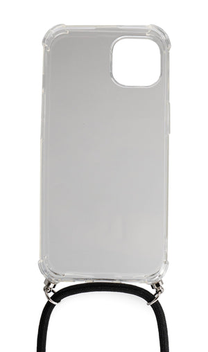 Funda protectora de silicona SYSTEM-S con cuello en funda transparente para iPhone 13