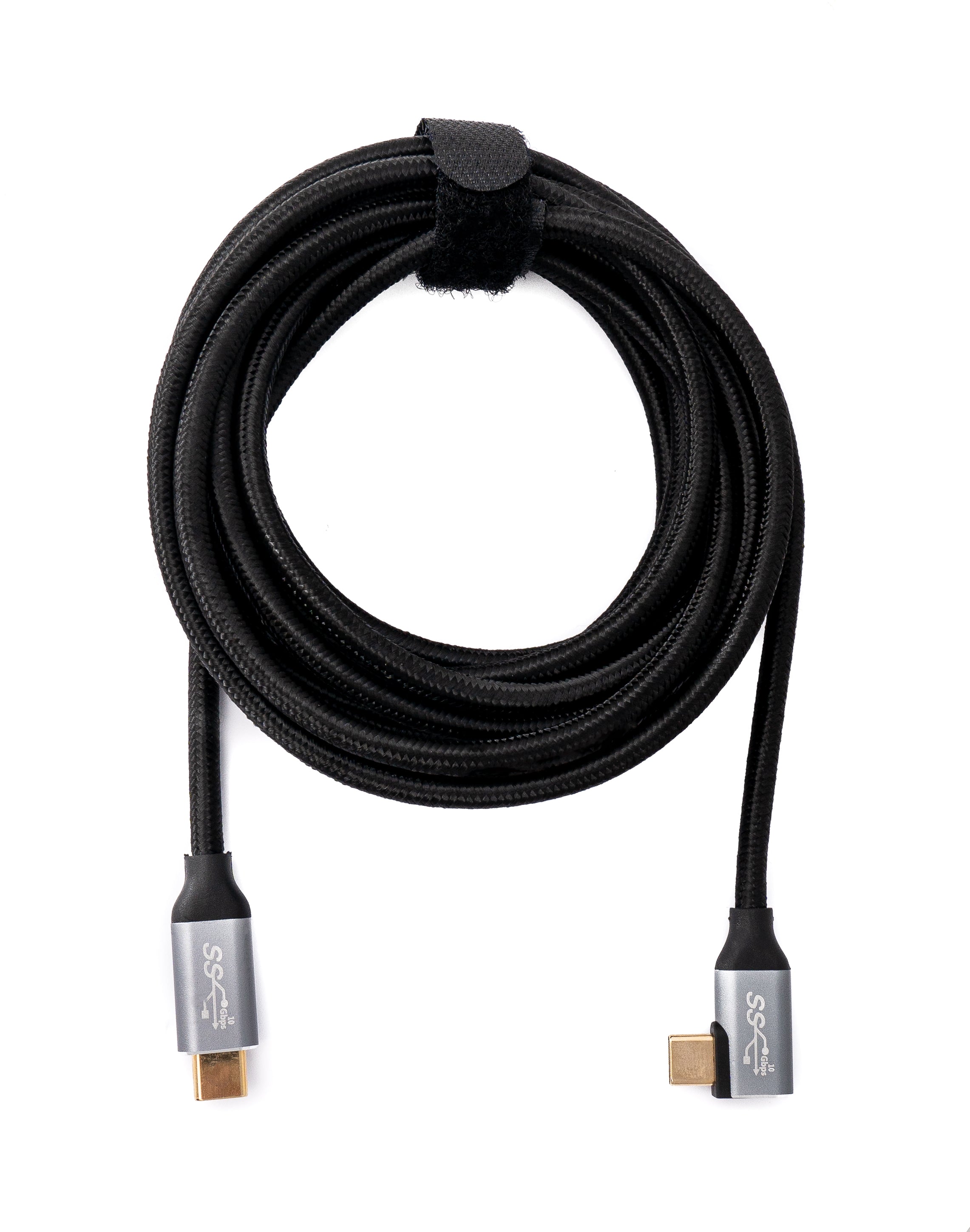 System-S USB-C Auf USB-A Kabel – Gewinkelt, Spiralförmig Dehnbar 50-100 Cm