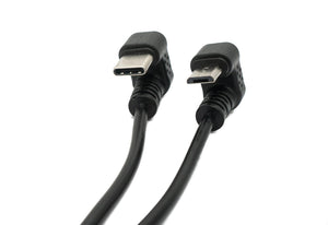 USB 3.1 cable 30 cm Type C & 2.0 Micro B male to female 180° angle in black