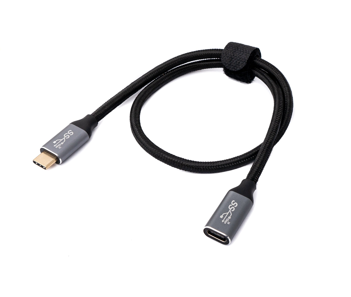 SYSTEM-S USB 3.1 Gen 2 Kabel 100W 50 cm Typ C Stecker zu Buchse Adapter in Schwarz