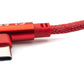SYSTEM-S USB 3.1 Kabel 2 m Typ C Stecker zu 3.0 Typ A Stecker geflochten Winkel in Rot