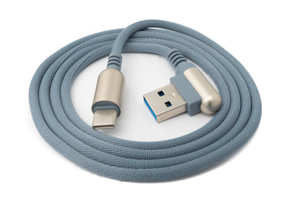 SYSTEM-S USB 3.1 Kabel 100cm Typ C Stecker zu 3.0 Typ A Stecker geflochten Winkel in Grau