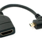 Câble HDMI 1.4 20 cm femelle vers micro mâle adaptateur angle en noir