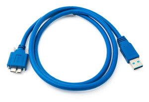 SYSTEM-S USB 3.0 Kabel 100 cm Micro B Stecker zu Typ A Stecker Schraube Adapter in Blau