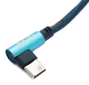 Câble USB 3.1 100 cm Type C mâle vers 3.0 Type A mâle angle tressé en bleu