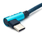 SYSTEM-S USB 3.1 Kabel 2 m Typ C Stecker zu 3.0 Typ A Stecker geflochten Winkel in Blau