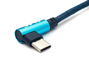 SYSTEM-S USB 3.1 cable 2 m type C plug to 3.0 type A plug braided angle in blue