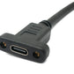 SYSTEM-S USB 3.1 Kabel 30 cm Typ C Stecker zu Buchse Schraube Winkel Adapter in Schwarz