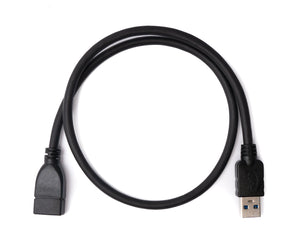 SYSTEM-S USB 3.0 cable 50 cm type A male to female adapter in black