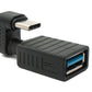 SYSTEM-S USB 3.1 U Turn 180° Adapter Typ C Stecker zu 3.0 Typ A Buchse Kabel in Schwarz