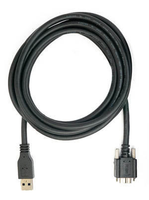 SYSTEM-S USB 3.0 Kabel 3 m Micro B Stecker zu Typ A Stecker Schraube Adapter in Schwarz
