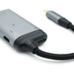 SYSTEM-S 3in1 Adapter DP 1.4 Buchse & 2x USB 3.1 Typ C Buchse zu Typ C Stecker Kabel Grau