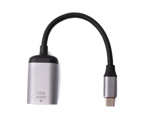 Cable VGA SYSTEM-S de 20 cm hembra a adaptador USB 3.1 Tipo C macho en color gris