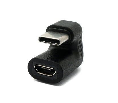 SYSTEM-S USB 3.1 U Turn 180° Adapter Typ C Stecker zu 2.0 Micro B Buchse Kabel in Schwarz