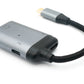 Adaptateur 3 en 1 prise Mini DP 1.4 & 2x prise USB 3.1 Type C vers prise Type C gris