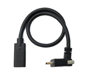 SYSTEM-S USB 3.1 Gen 2 100W  Kabel 30 cm Typ C Stecker zu Buchse Schraube Winkel Adapter