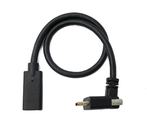 Cable USB 3.1 Gen 2 100W 30cm Tipo C Adaptador de ángulo de tornillo macho a hembra