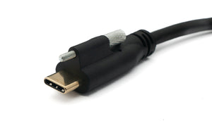 SYSTEM-S USB 3.1 cable 30 cm type C male to female screw adapter in black