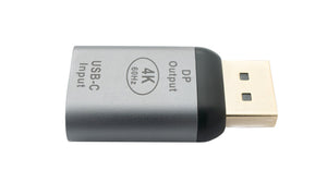 SYSTEM-S USB 3.1 adapter type C female to DisplayPort DP male 4k HDTV cable in gray