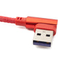 SYSTEM-S USB 3.1 Kabel 100cm Typ C Stecker zu 3.0 Typ A Stecker geflochten Winkel in Rot