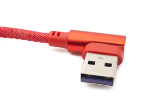 SYSTEM-S USB 3.1 cable 100cm type C plug to 3.0 type A plug braided angle in red