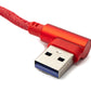 SYSTEM-S USB 3.1 Kabel 2 m Typ C Stecker zu 3.0 Typ A Stecker geflochten Winkel in Rot