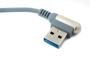 SYSTEM-S USB 3.1 cable 100cm type C plug to 3.0 type A plug braided angle in grey