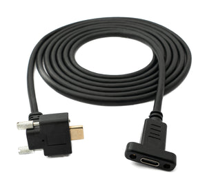 SYSTEM-S Cable USB 3.1 Gen 2 100W 2 m Tipo C macho a hembra ángulo de tornillo en negro