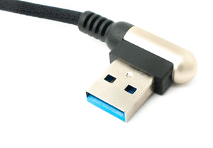 SYSTEM-S USB 3.1 Kabel 100cm Typ C Stecker zu 3.0 Typ A Stecker geflochten Winkel Schwarz