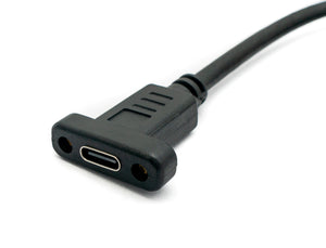 Cable USB 3.1 60 cm Tipo C adaptador de tornillo macho a hembra en color negro