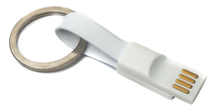 SYSTEM-S USB 3.1 Schlüssel Anhänger Kabel 10cm Typ C Stecker zu 2.0 Typ A Stecker in Weiß