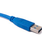 Cable USB 3.0 SYSTEM-S de 30 cm tipo A adaptador de tornillo macho a hembra en color azul